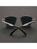 1 Piece Silver Metal Steampunk Square Frame Glasses - Unique and Cool Retro Design, Fashion and Stylish - Suitable for Both Men and Women, Perfect for Outdoor Enthusiasts, Ideal for Sports, Parties, Vacations, Traveling