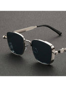 1 Piece Silver Metal Steampunk Square Frame Glasses - Unique and Cool Retro Design, Fashion and Stylish - Suitable for Both Men and Women, Perfect for Outdoor Enthusiasts, Ideal for Sports, Parties, Vacations, Traveling