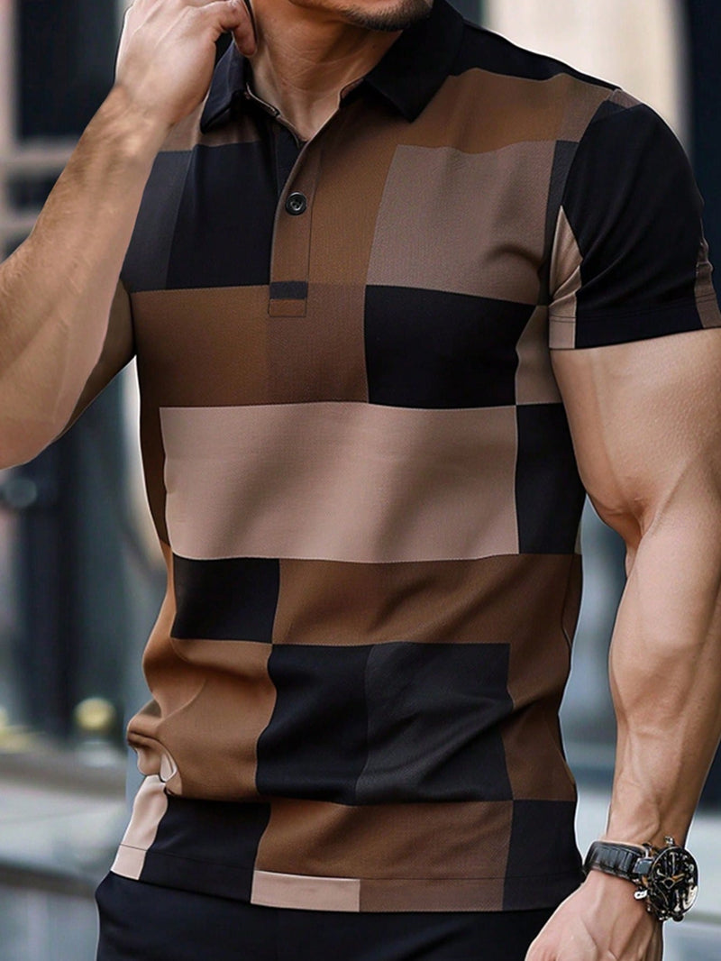 Polo Shirt with Geometric Print
