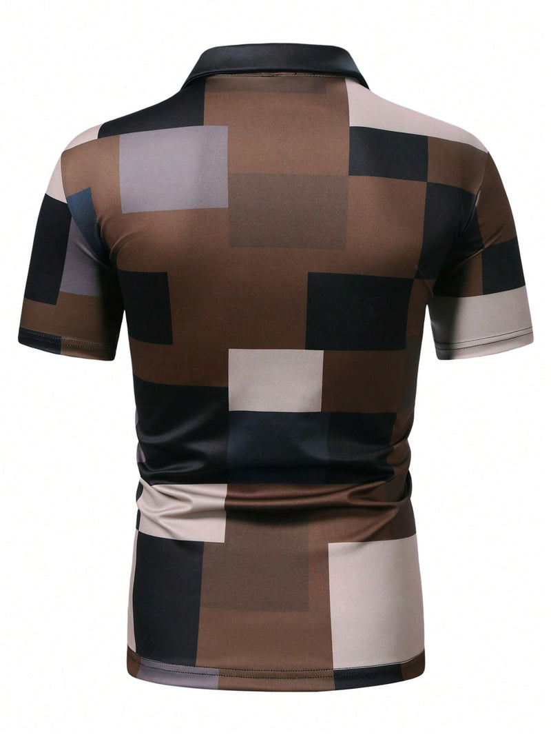 Polo Shirt with Geometric Print