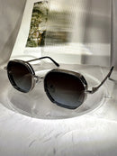 015068863-0009-SX2358 1 Piece Metal Texture Fashion Glasses for Men and Women, Fashionable Polygonal Geometric Glasses for Indoor and Outdoor Use, Black/Gold/Silver/Brown, Stylish and Cool Glasses Suitable for All Seasons, Thick Frame