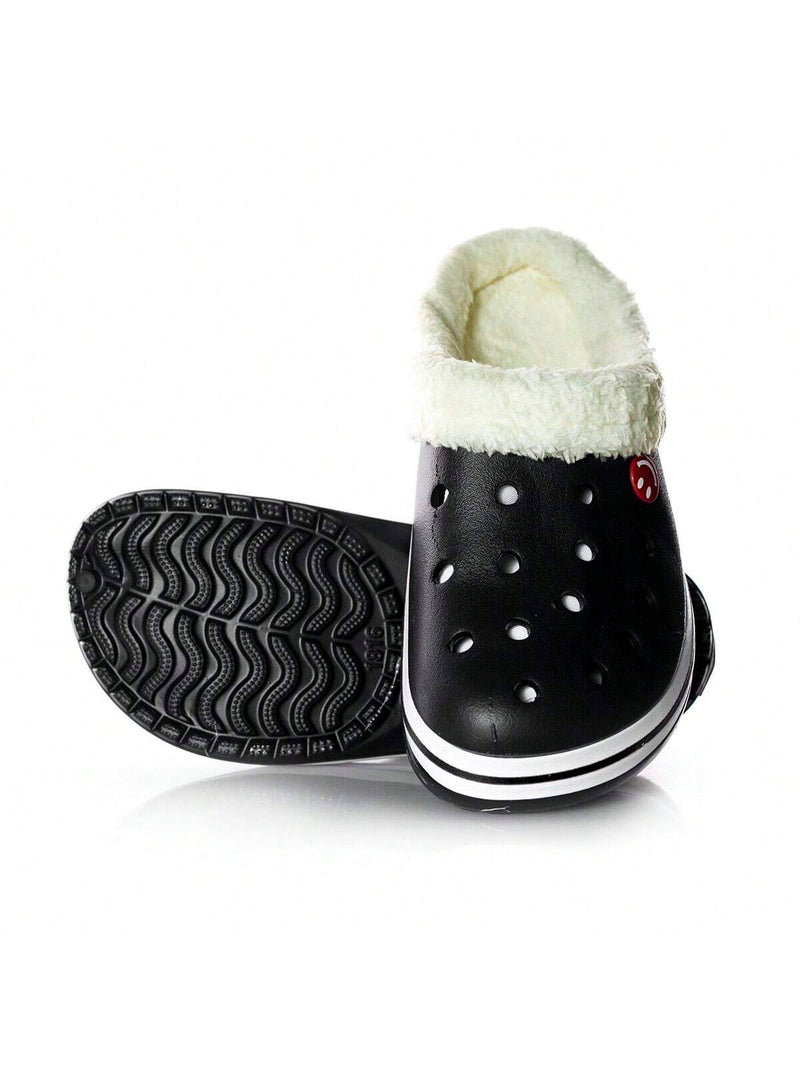 Zapatillas de invierno Babouche Red Foot con piel, unisex, suaves, ligeras y cómodas para uso diario.