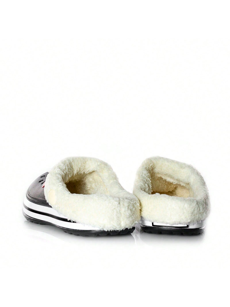 Zapatillas de invierno Babouche Red Foot con piel, unisex, suaves, ligeras y cómodas para uso diario.