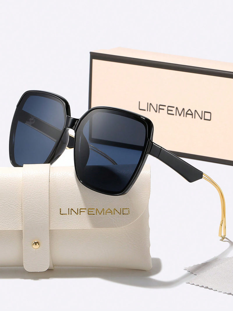 Gafas de moda LINFEMAND, diseño poligonal de marca de moda, lentes degradados ligeros, protección UV para conducir, playa, viajes, regalo de vacaciones para mujer.