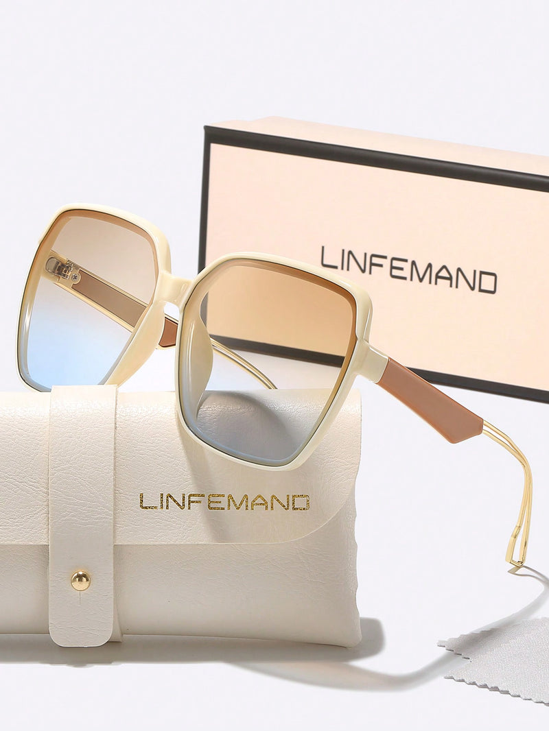 Gafas de moda LINFEMAND, diseño poligonal de marca de moda, lentes degradados ligeros, protección UV para conducir, playa, viajes, regalo de vacaciones para mujer.