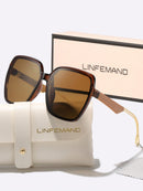 LINFEMAND Fashion Glasses, Fashion Brand Polygonal Design, Lightweight Gradient Lens, UV Protection for Driving, Beach, Travel, Holiday Gift for Women