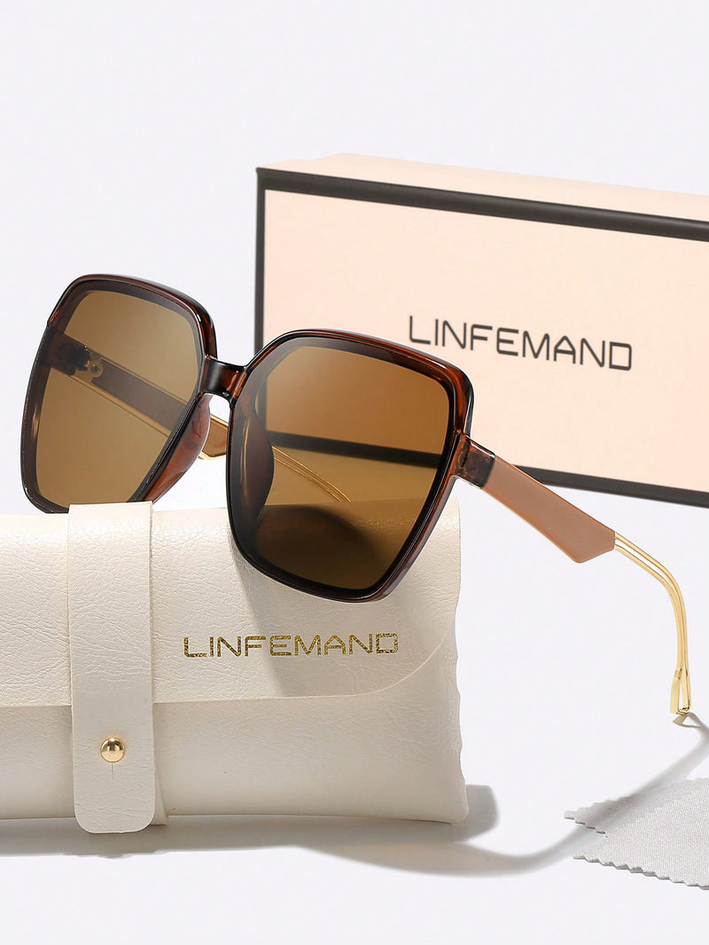 Gafas de moda LINFEMAND, diseño poligonal de marca de moda, lentes degradados ligeros, protección UV para conducir, playa, viajes, regalo de vacaciones para mujer.