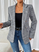 Blazer de Manga Longa Simples em tweed