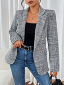 Blazer de Manga Longa Simples em tweed