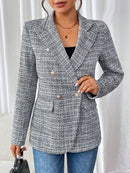 Blazer de Manga Longa Simples em tweed
