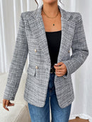 Blazer de Manga Longa Simples em tweed