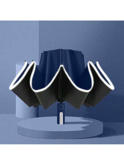Paraguas totalmente automático, paraguas invertido de alta calidad, protección solar y contra la lluvia, vinilo reforzado con 10 soportes.