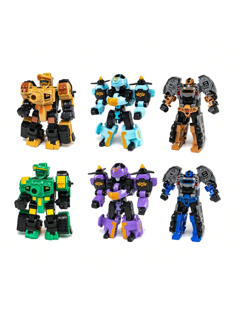 1PC Transforming Robot Car Toy for Kids, Manually Transform into Airplane/Tank, Cartoon Robot Design, Educational Toy Gift for Boys Room Decor, Christmas Gift, Color Blocks