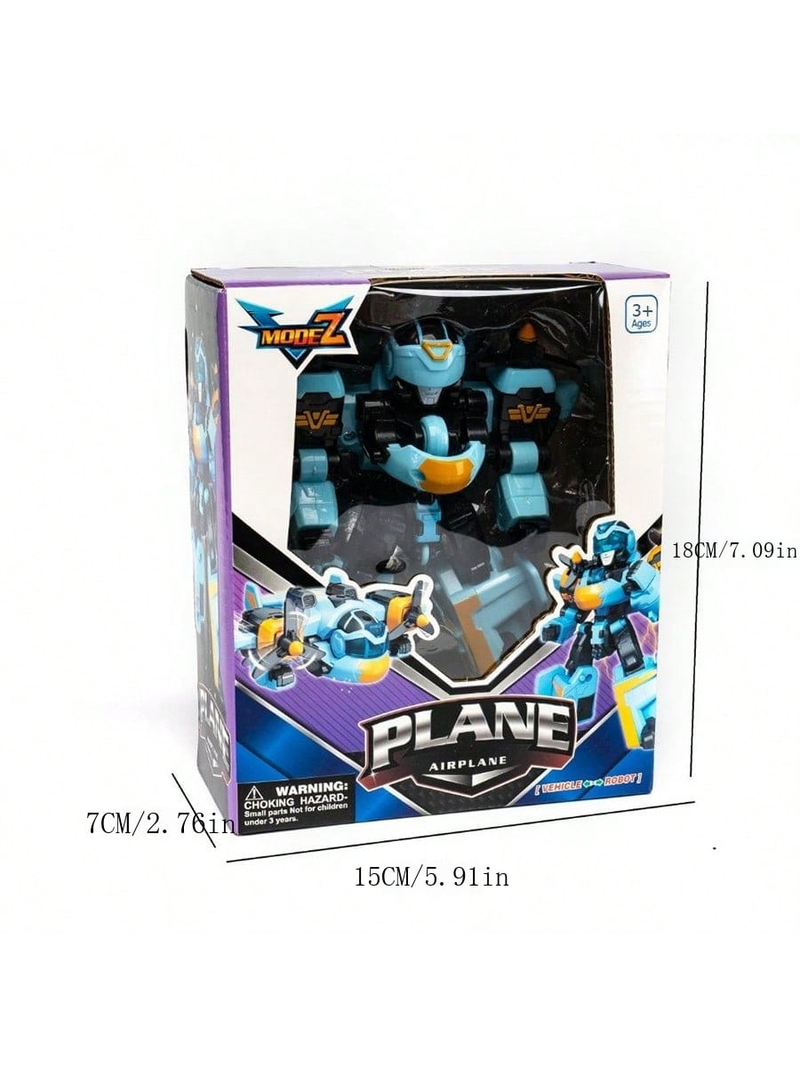 1PC Transforming Robot Car Toy for Kids, Manually Transform into Airplane/Tank, Cartoon Robot Design, Educational Toy Gift for Boys Room Decor, Christmas Gift, Color Blocks