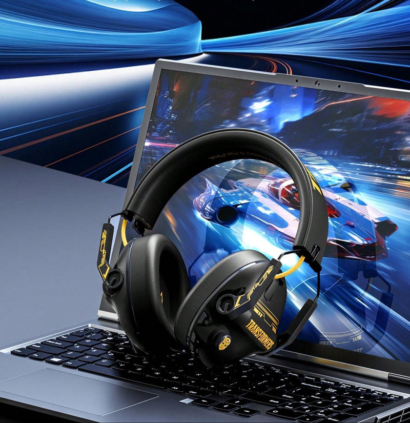 Auriculares Bluetooth TRANSFORMERS Bumblebee TF-G03, para juegos, con efecto de audio espacial, batería de larga duración, música de baja latencia, micrófono HD desmontable, ajustables, estilo mecánico, inalámbricos para computadora.