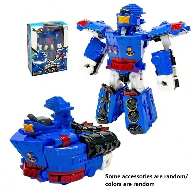 1PC Transforming Robot Car Toy for Kids, Manually Transform into Airplane/Tank, Cartoon Robot Design, Educational Toy Gift for Boys Room Decor, Christmas Gift, Color Blocks