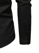 Camisa informal de manga larga con cuello alto y botones para hombre de Manfinity, con estampado de bloques de color, para uso diario, primavera y otoño