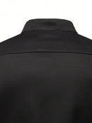 Camisa informal de manga larga con cuello alto y botones para hombre de Manfinity, con estampado de bloques de color, para uso diario, primavera y otoño