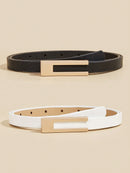2 Pcs/Set Women's Basic Alphabet Decoration Belt With Metal Buckle, Suitable For Daily Wear