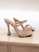 Zuecos de estilo formal Bellamore para mujer, tacón medio, copa de 9,5 cm, colores: negro, nude y blanco roto.