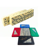 Jogo Dominó De Osso Branco Preto Profissional 28 Peças Com Estojo Luxo Resistente-UP SHOP