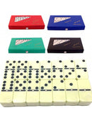 Jogo Dominó De Osso Branco Preto Profissional 28 Peças Com Estojo Luxo Resistente-UP SHOP