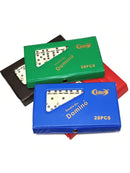 Jogo Dominó De Osso Branco Preto Profissional 28 Peças Com Estojo Luxo Resistente-UP SHOP