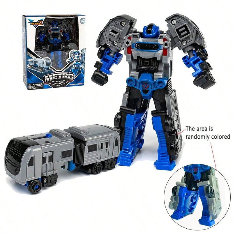 1PC Transforming Robot Car Toy for Kids, Manually Transform into Airplane/Tank, Cartoon Robot Design, Educational Toy Gift for Boys Room Decor, Christmas Gift, Color Blocks