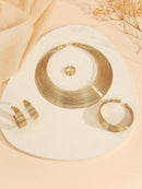 1 Set/5Pcs Multi Strand Bridal Alloy Choker Necklace Earrings Bracelet Jewelry Set