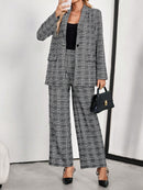 Chaqueta blazer de manga larga con cuello a cuadros