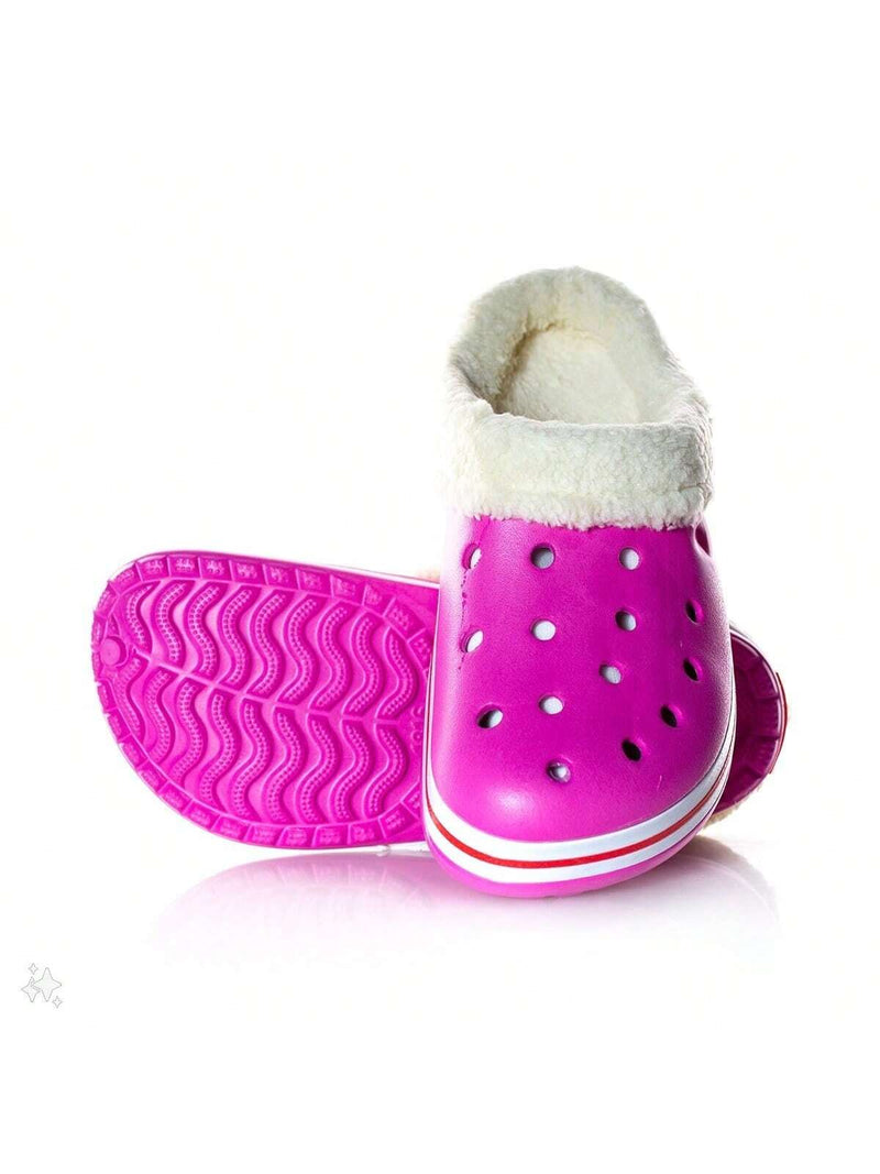 Zapatillas de invierno Babouche Red Foot con piel, unisex, suaves, ligeras y cómodas para uso diario.