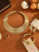 1 Set/5Pcs Multi Strand Bridal Alloy Choker Necklace Earrings Bracelet Jewelry Set