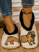 Bonitas pantuflas minimalistas para dormitorio de mujer, zapatillas térmicas de interior para invitados, nueva colección de otoño e invierno con un bonito y divertido diseño de panda y perro, suela gruesa antideslizante y cómodas para usar en casa.