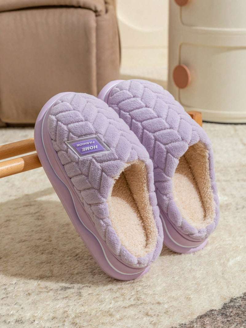 Pantuflas antideslizantes de estilo sencillo para mujer, pantuflas mullidas con suela gruesa para uso en interiores y exteriores, nuevas pantuflas peludas para dormitorio.