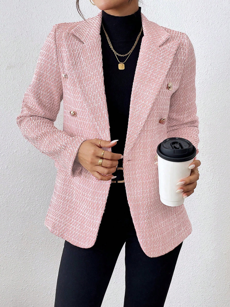 Blazer de Manga Longa Simples em tweed