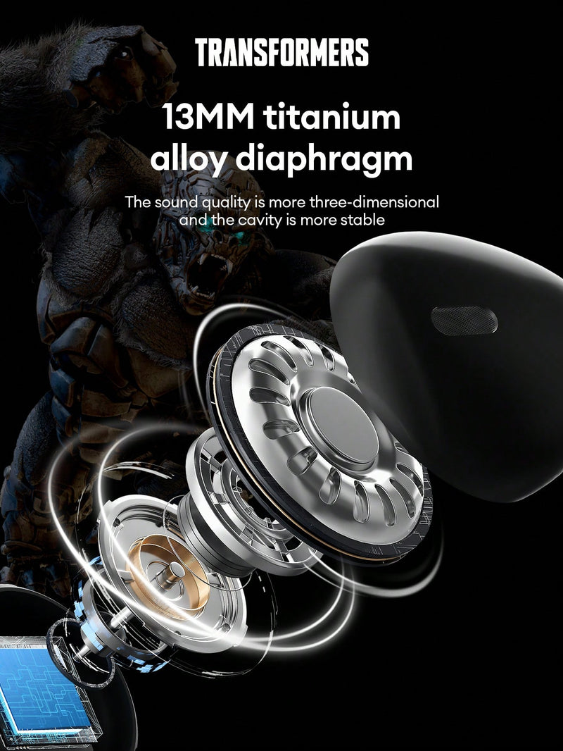 Auriculares Bluetooth TRANSFORMERS Bumblebee TF-T37, diseño semi-in-ear con sonido envolvente de alta definición, micrófono sensible para grabación y llamadas, música y juegos, baja latencia, batería de larga duración, compactos y cómodos de usar.