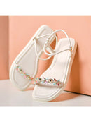 Sandalias de mujer con diamantes de imitación y plataforma plana, sandalias Birkenstock con purpurina y regulador