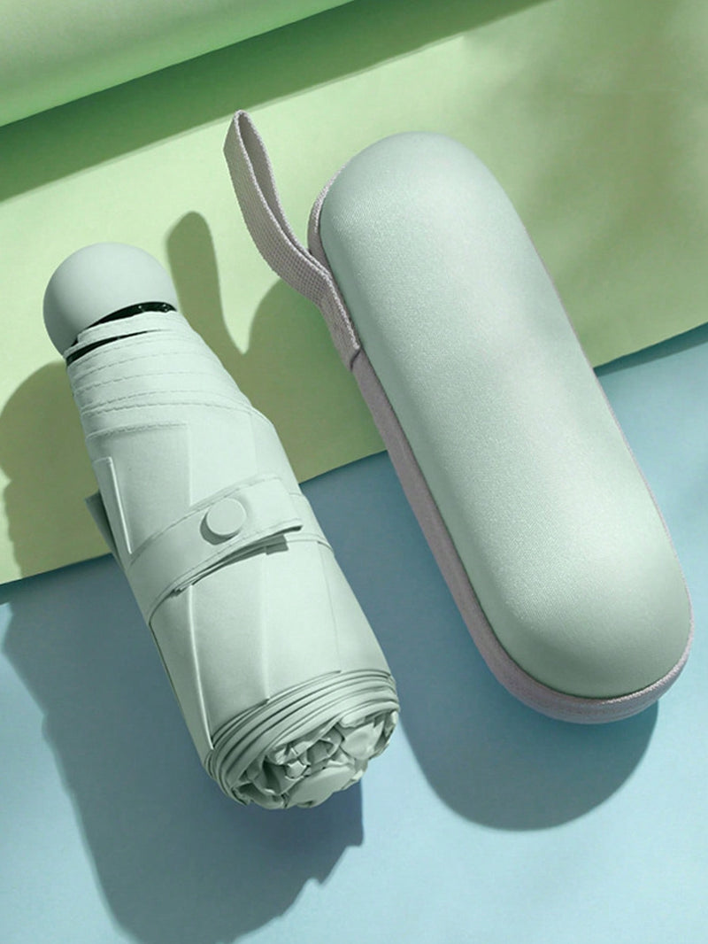 Paraguas cápsula para mujer, protección UV contra el sol y la lluvia, dos en uno, ultraligero y compacto, mini plegable, portátil para la escuela, la oficina, el hogar, viajes y material escolar.