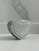 Bolso bandolera pequeño para mujer con purpurina y corazón de fiesta