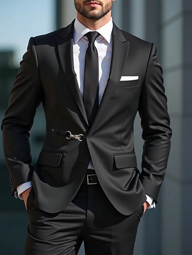 Conjunto de traje de viaje de negocios para hombre Manfinity Mode: chaqueta y pantalón