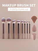 15 Pieces Makeup Brush Set, Including Powder Brush, Blush Brush, Highlighter Brush, Eyeshadow Brush, Eyelash Brush, Eyeliner Brush, Angled Makeup Sponge, Round Makeup Sponge, Round Powder Puff, Round Powder Puff