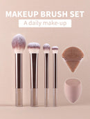 15 Pieces Makeup Brush Set, Including Powder Brush, Blush Brush, Highlighter Brush, Eyeshadow Brush, Eyelash Brush, Eyeliner Brush, Angled Makeup Sponge, Round Makeup Sponge, Round Powder Puff, Round Powder Puff