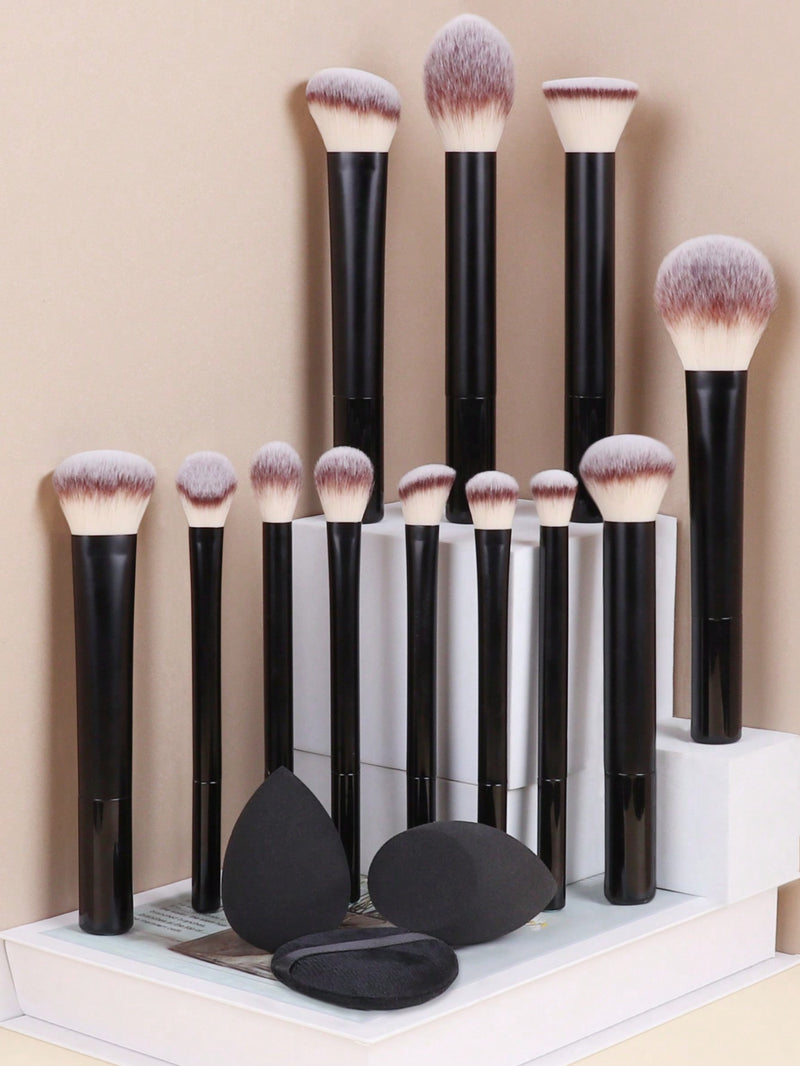 Kit 15 Pincéis de Maquiagem – Para Olhos, Rosto e Contorno Profissional