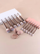 15 Pieces Makeup Brush Set, Including Powder Brush, Blush Brush, Highlighter Brush, Eyeshadow Brush, Eyelash Brush, Eyeliner Brush, Angled Makeup Sponge, Round Makeup Sponge, Round Powder Puff, Round Powder Puff