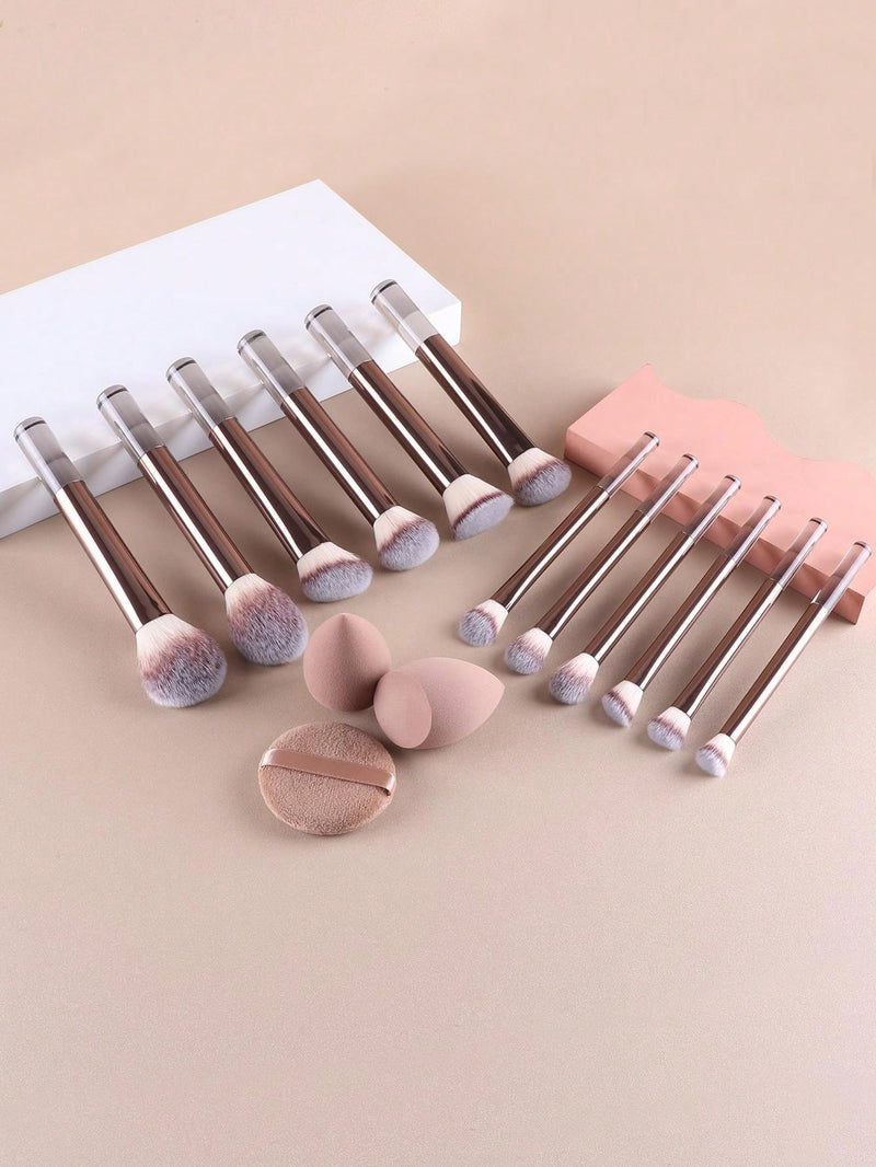 Kit 15 Pincéis de Maquiagem – Para Olhos, Rosto e Contorno Profissional