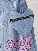 Conjunto de 2 piezas SHEIN de peto y camiseta sin mangas con estampado de efecto vaquero para chicas adolescentes