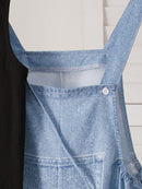 Conjunto de 2 piezas SHEIN de peto y camiseta sin mangas con estampado de efecto vaquero para chicas adolescentes