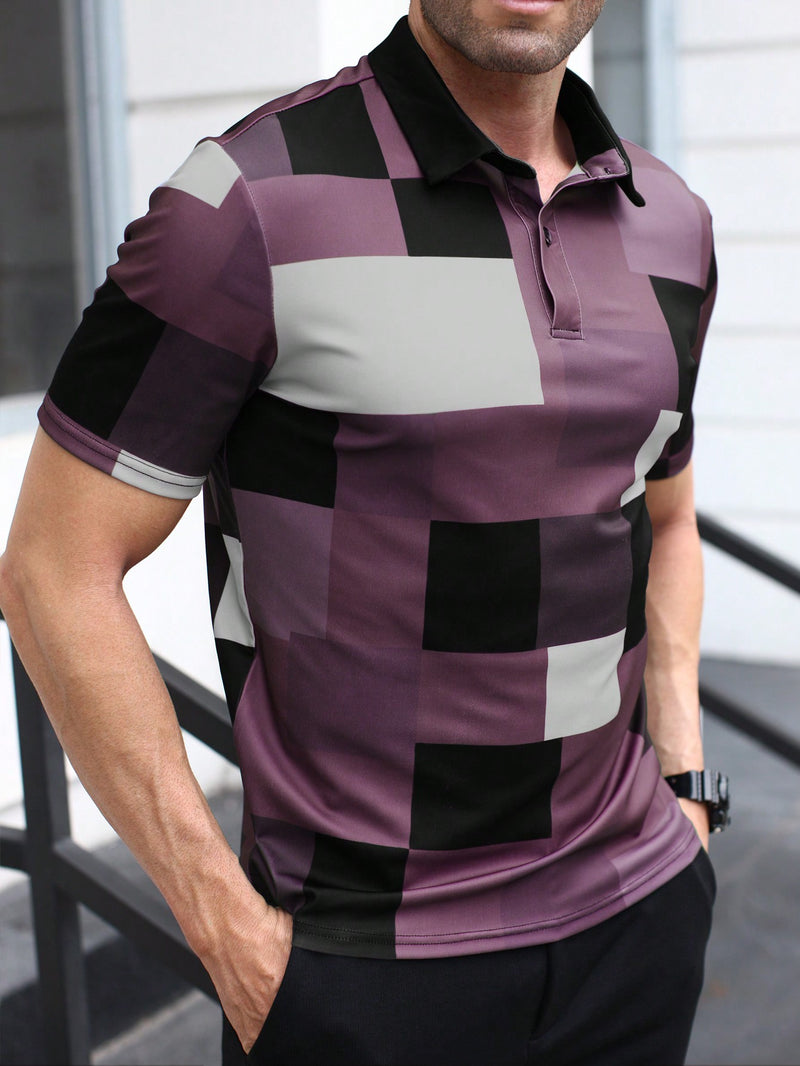 Polo Shirt with Geometric Print