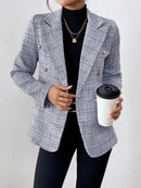 Blazer de Manga Longa Simples em tweed