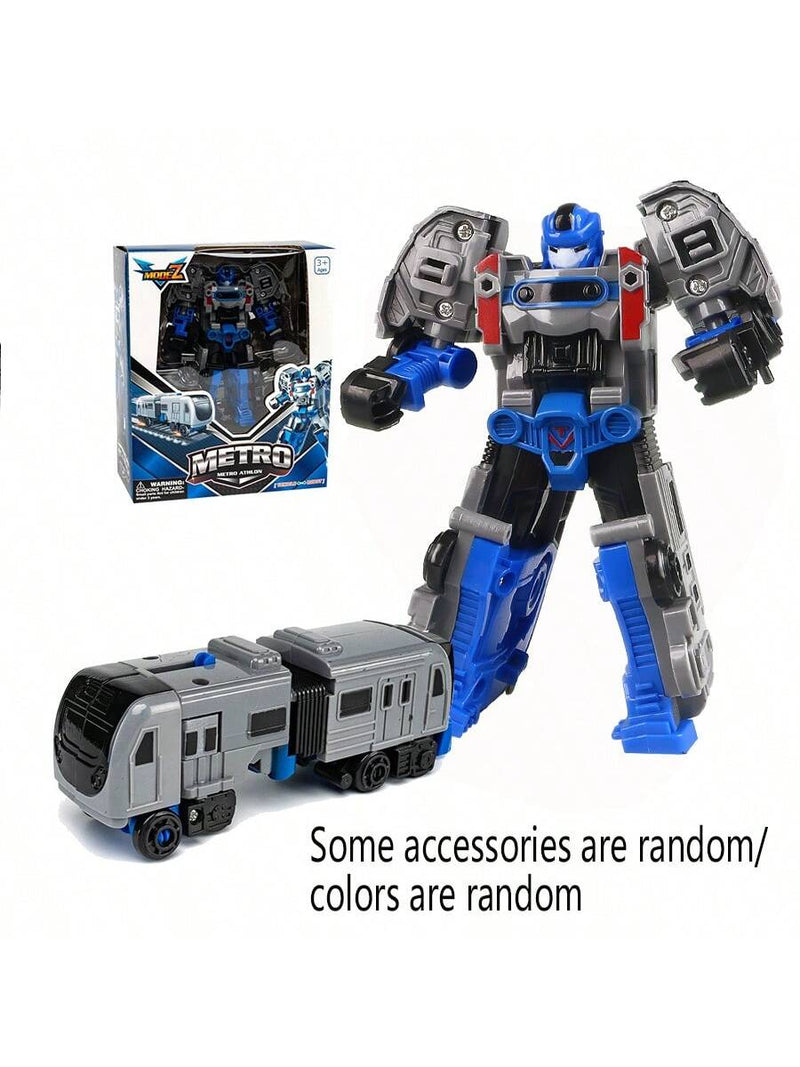 1PC Transforming Robot Car Toy for Kids, Manually Transform into Airplane/Tank, Cartoon Robot Design, Educational Toy Gift for Boys Room Decor, Christmas Gift, Color Blocks